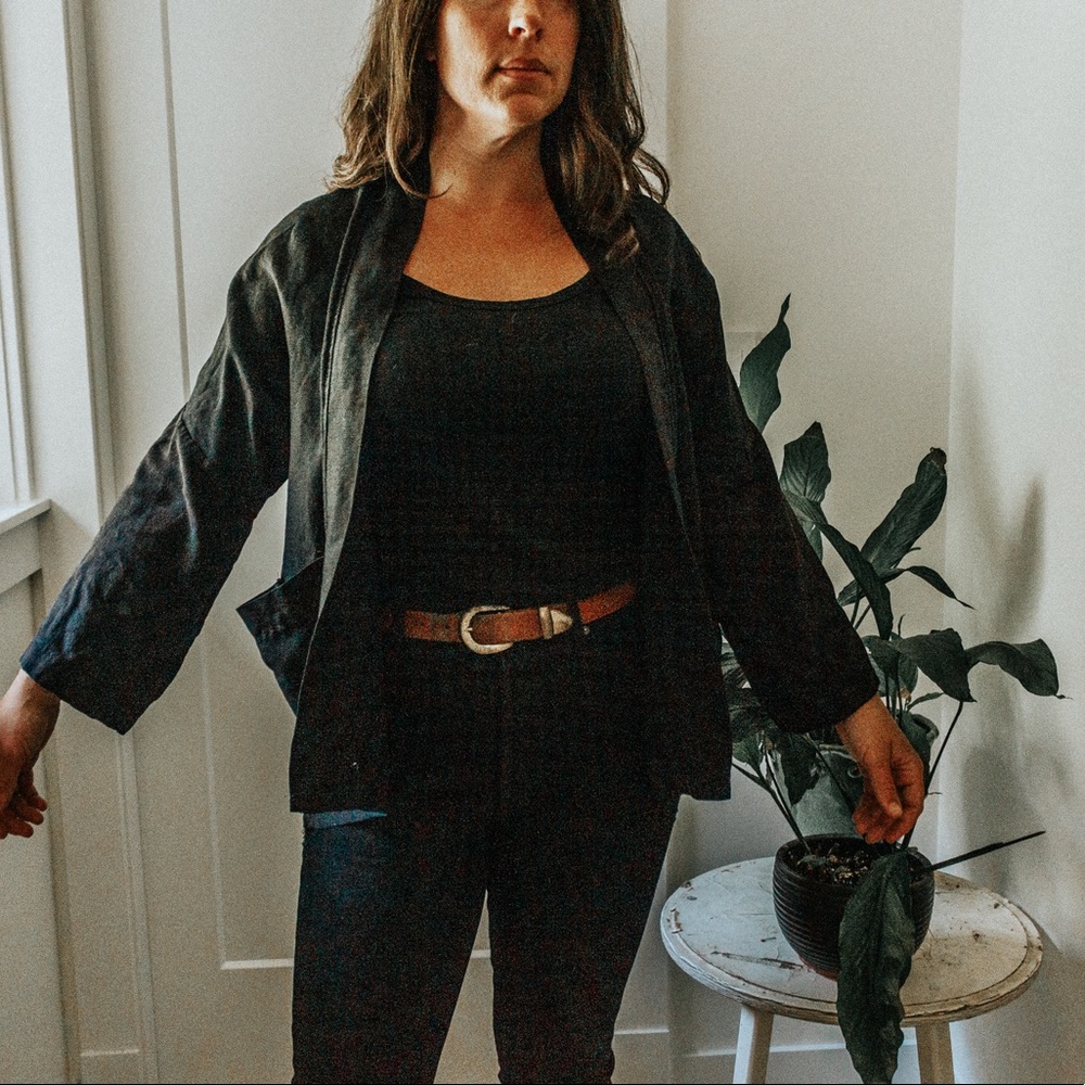 Black linen Haori Coat